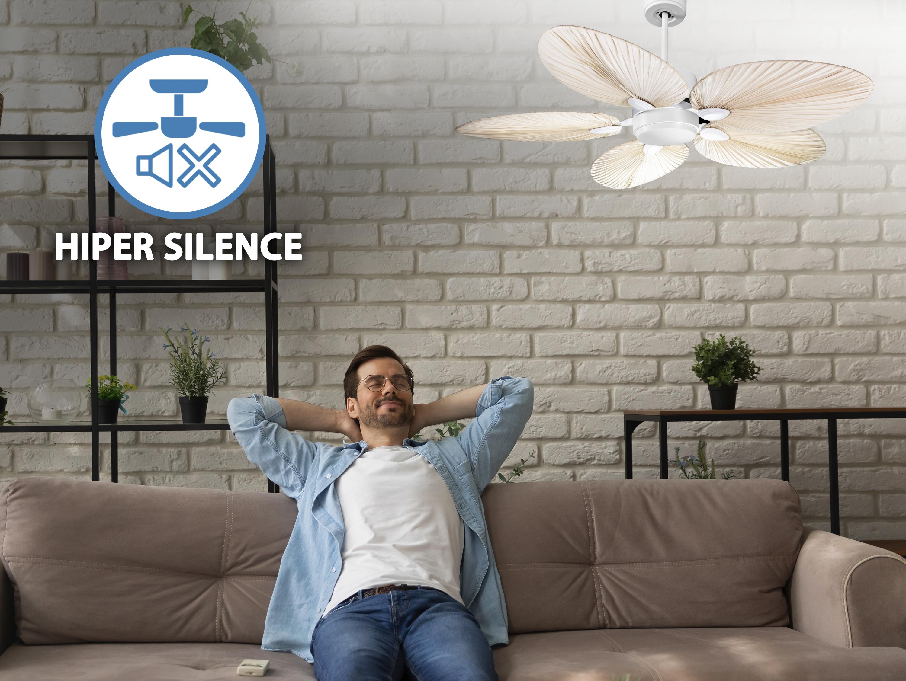 Ventilatore da soffitto Wifi Motore CC Telecomando Luce a tre toni Hypersilence Memoria