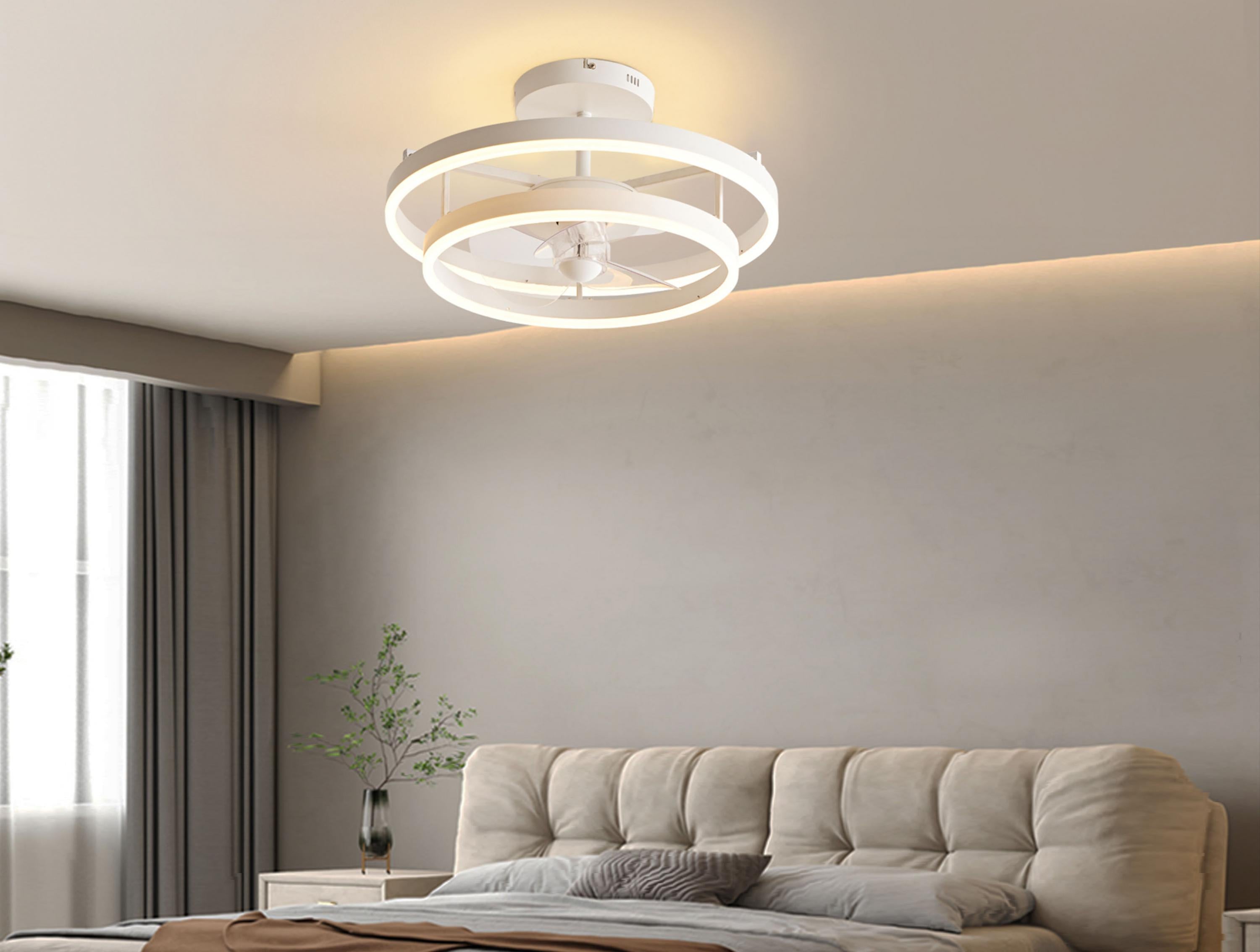 Lampada a ventaglio a LED con doppio anello in alluminio bianco