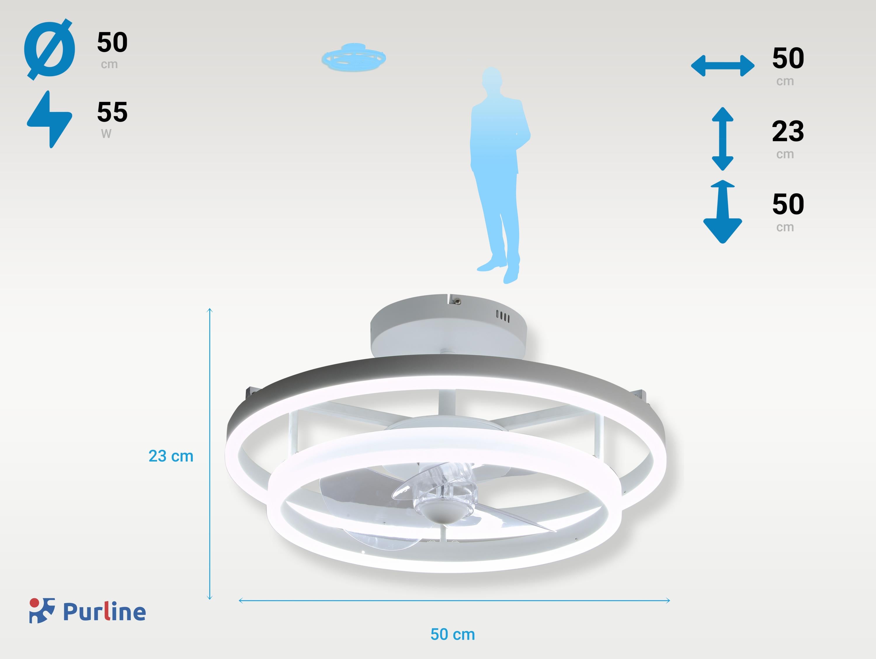 Lampada a ventaglio a LED con doppio anello in alluminio bianco