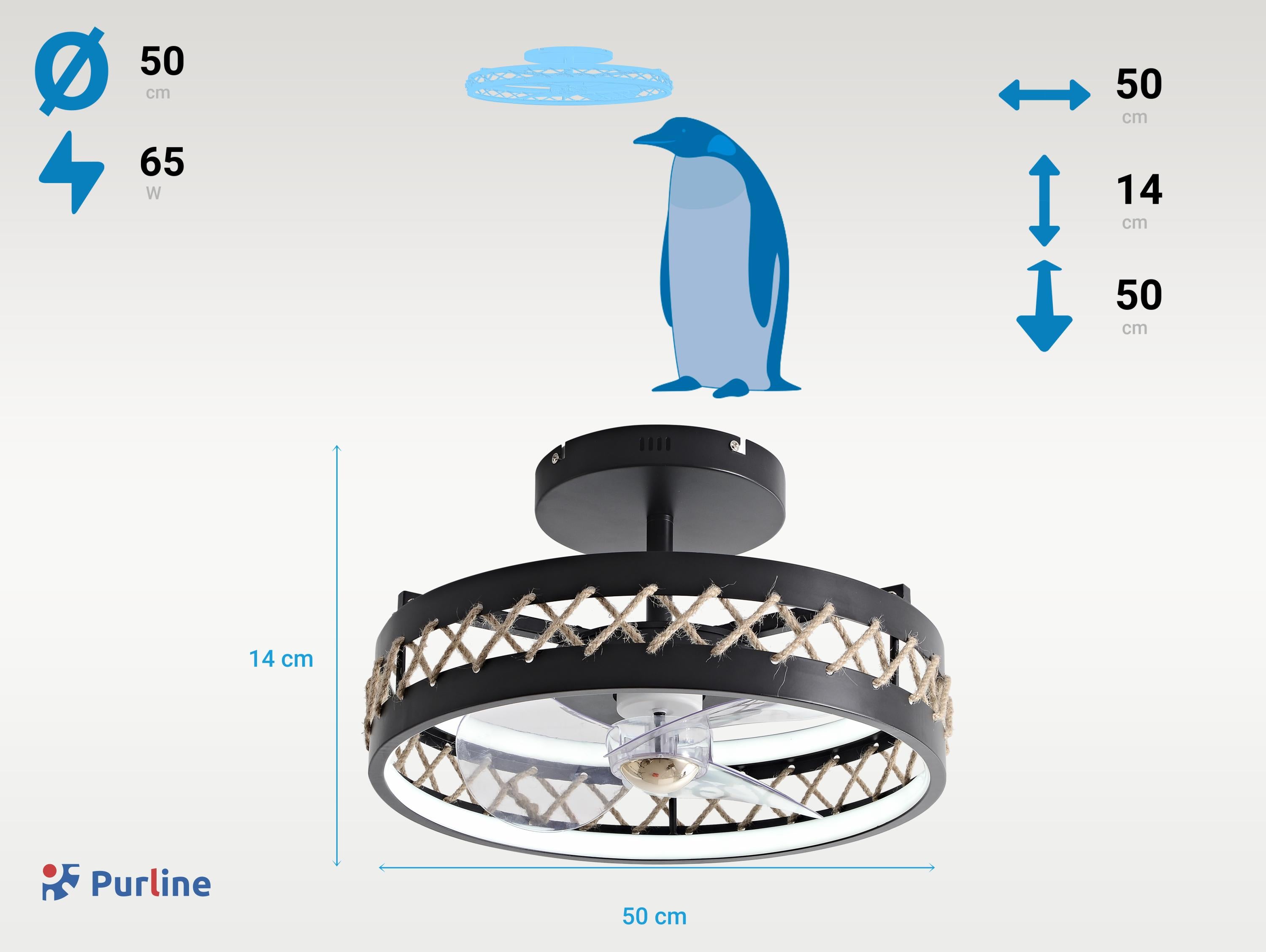 Lampada a ventaglio a LED con dettagli in corda