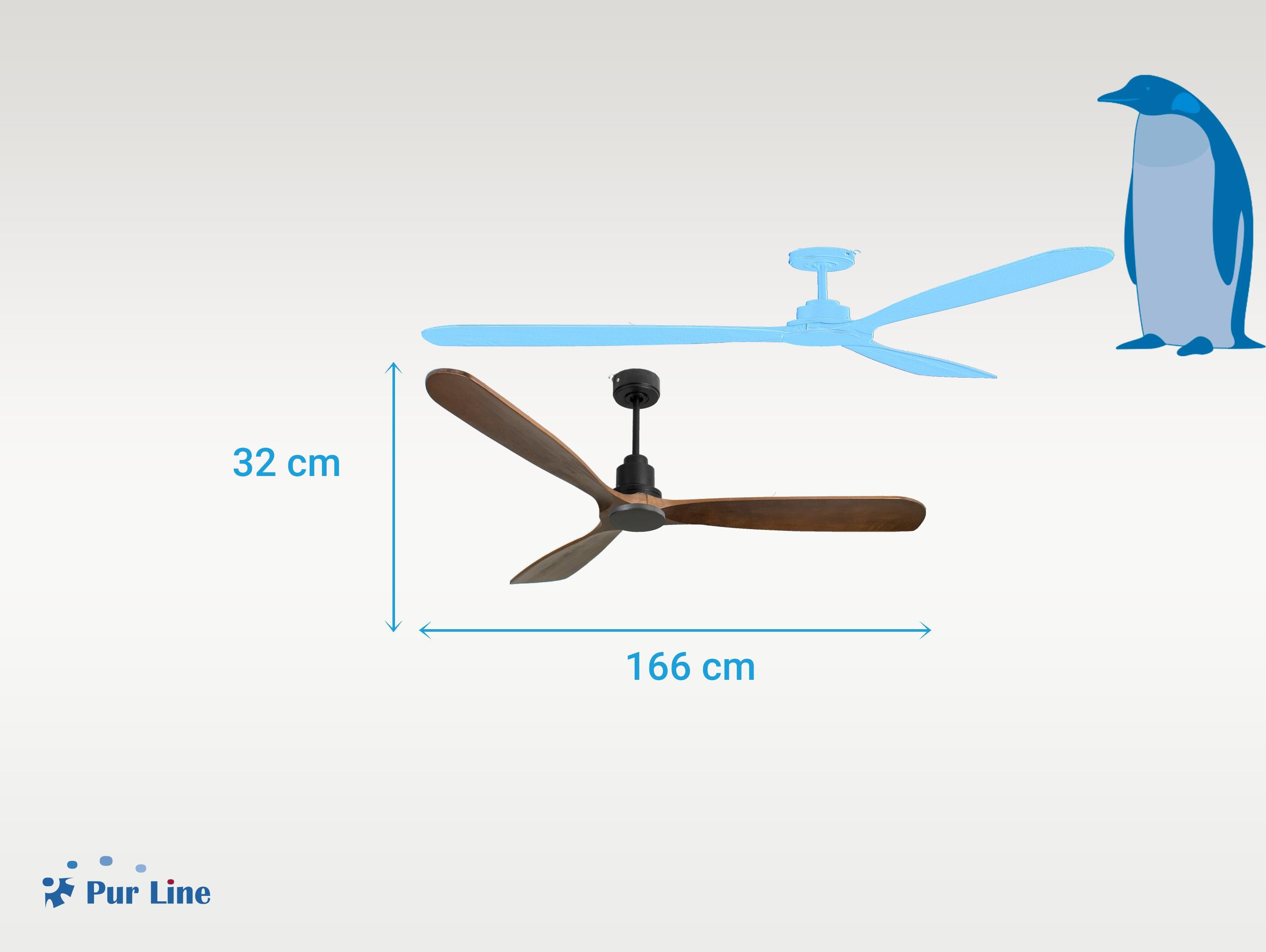 Ventilatore da soffitto Reversibile Termostato Wifi Motore CC Tetti inclinati Telecomando Hypersilence Memoria FullWood