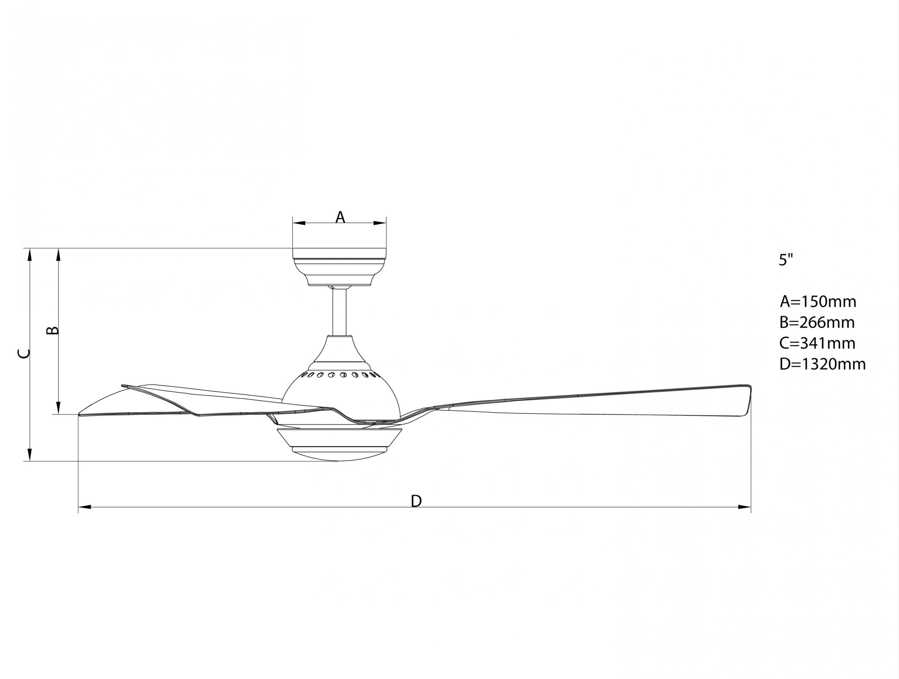 Ventilatore da soffitto ø132 cm con LED e Wifi Reversibile Hypersilence