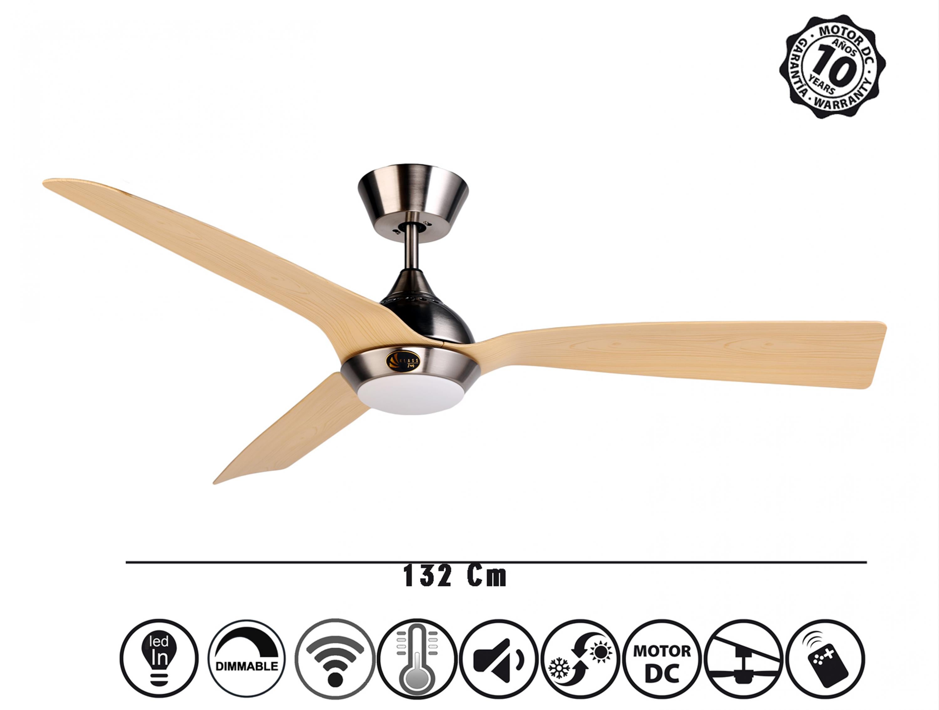 Ventilatore da soffitto ø132 cm con LED e Wifi Reversibile Hypersilence