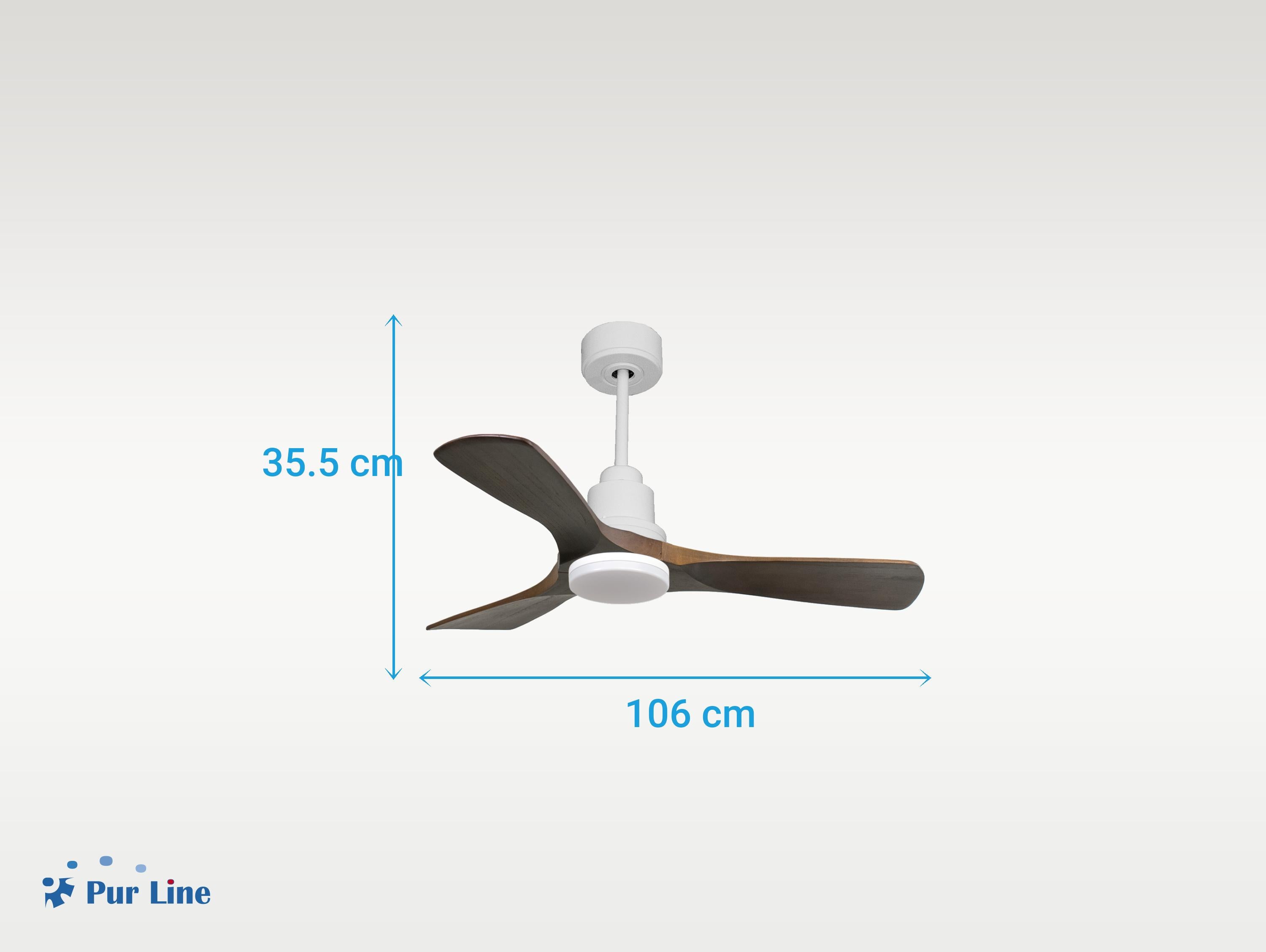 Ventilatore da soffitto Reversibile Termostato Dimmabile Wifi Motore CC Tetti inclinati Telecomando Luce a tre toni Hypersilence Memoria