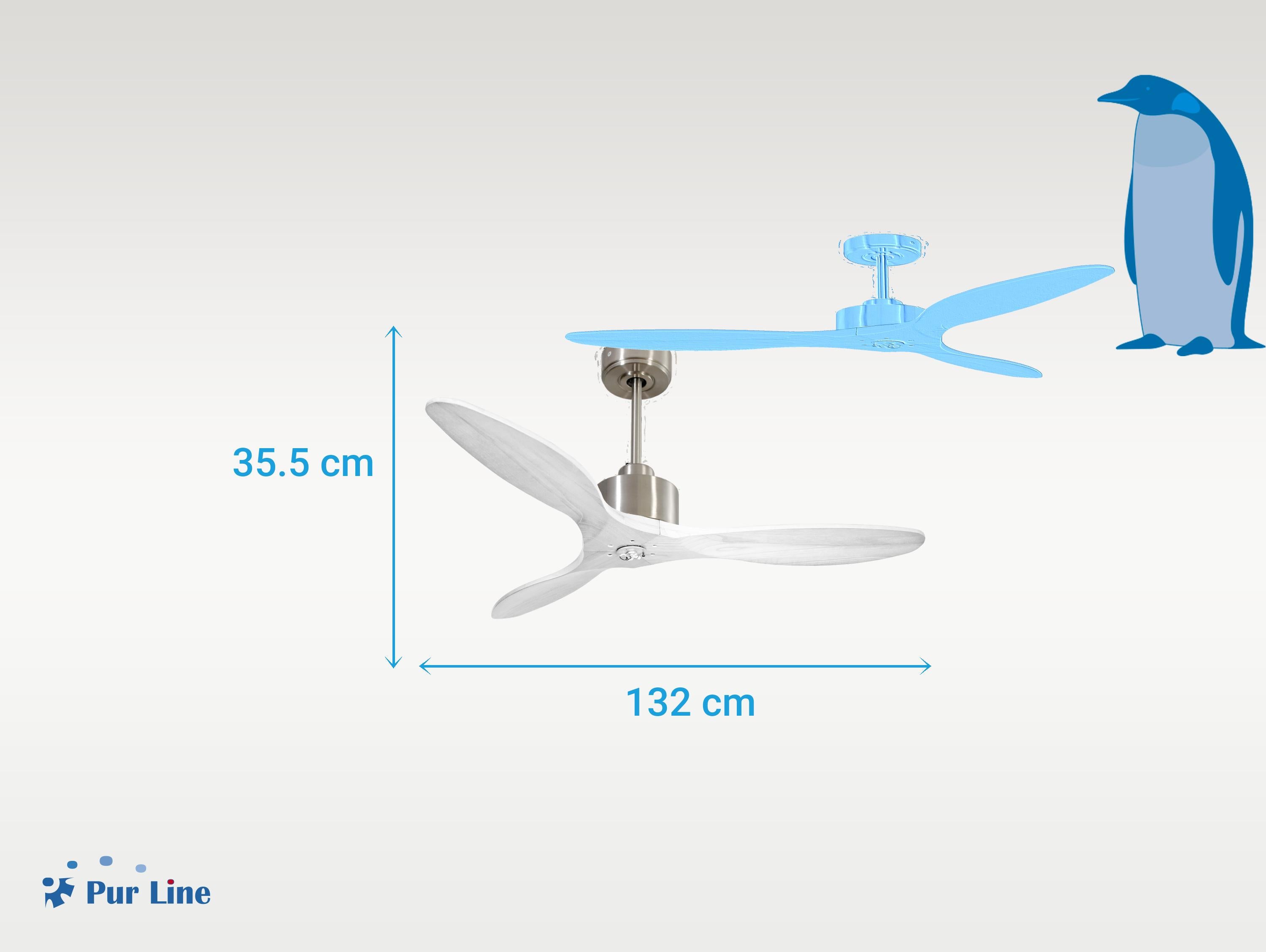 Ventilatore da soffitto Reversibile Termostato Dimmabile Wifi Motore CC Tetti inclinati Telecomando Luce a tre toni Hypersilence Memoria Shopify Vendible (AUTOMATICO)