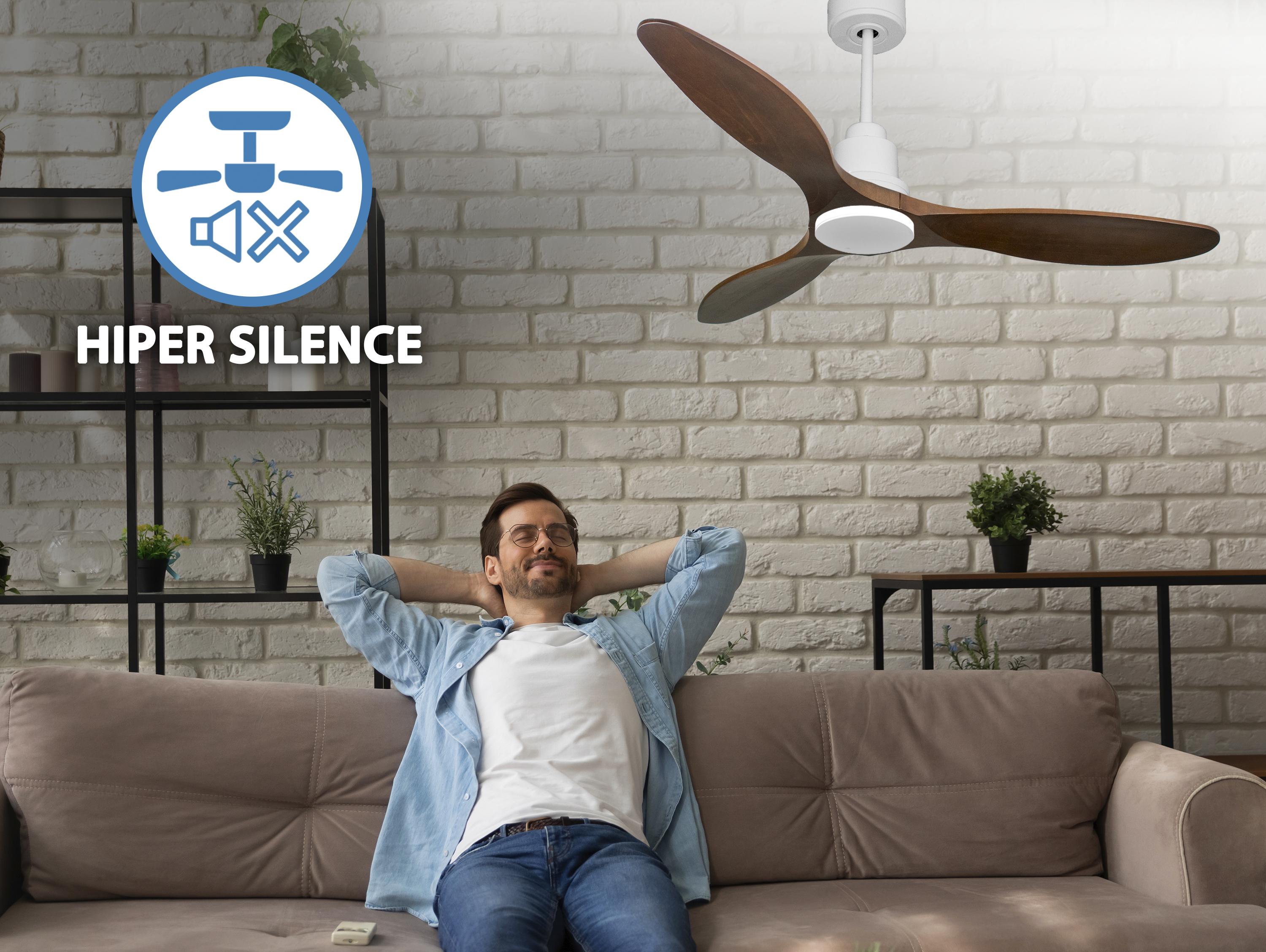 Ventilatore da soffitto Reversibile Termostato Wifi Motore CC Tetti inclinati Telecomando Hypersilence Memoria