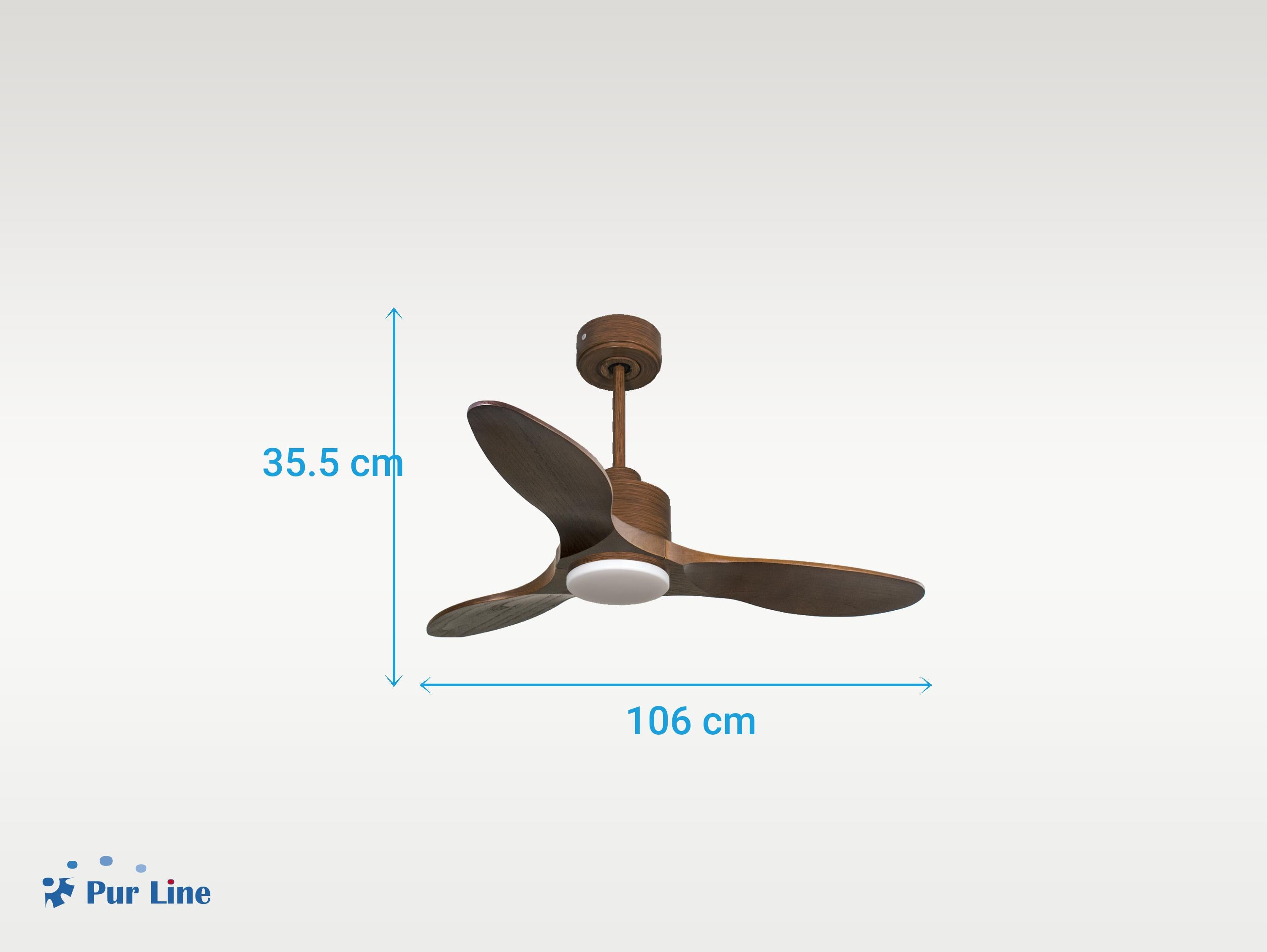 Ventilatore da soffitto Reversibile Termostato Dimmabile Wifi Motore CC Tetti inclinati Telecomando Luce a tre toni Hypersilence Memoria